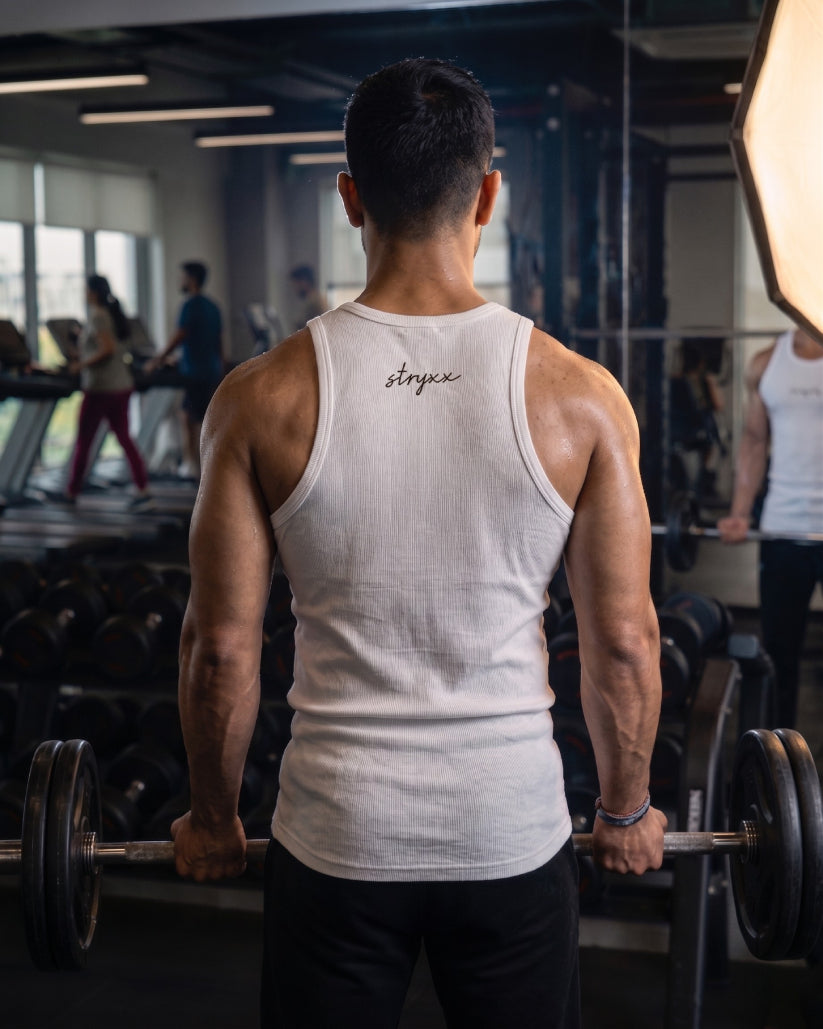 STRYXX Signature Ribbed Performance Vest (White)