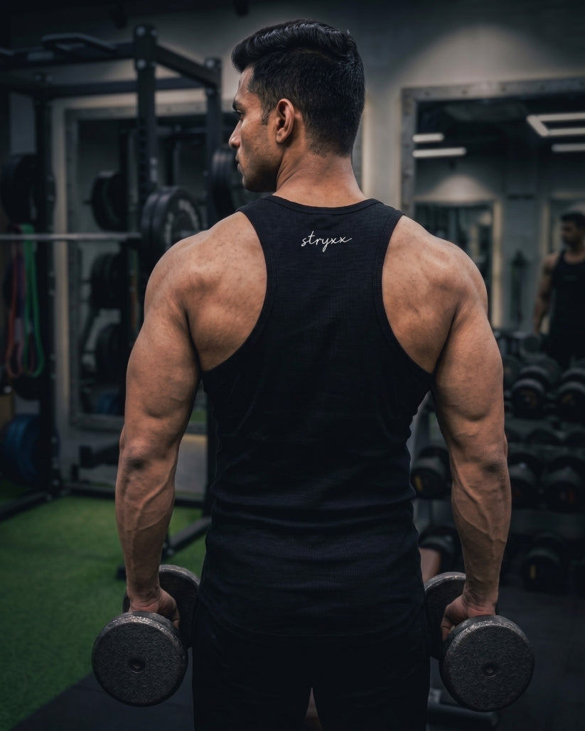 STRYXX Signature Ribbed Performance Vest (Black)